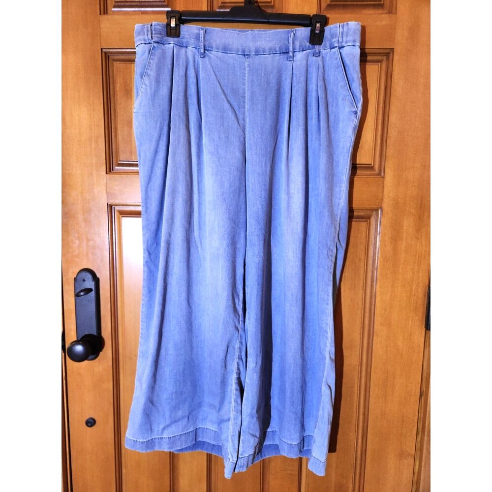 Studio Park Blue Jeans Wide Leg Side Expandable Waistline Women's Size 1X Petite